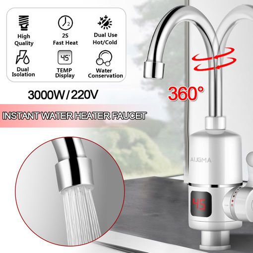 Immagine di Electric Instant Faucet Tap Hot Water Heater Digital Display Bathroom Kitchen Home Faucet