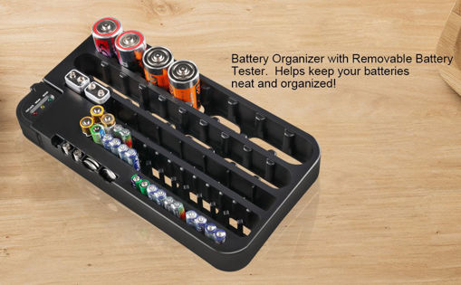 Picture of Battery Organizer with Battery Tester Storage Box Case for 72pcs AA AAA 9V AG CR C D Type Battery