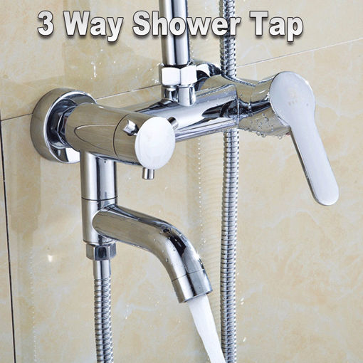 Picture of Modern Chrome Bathroom Filler Shower Bath Sink Hand Held Wall Mounted Mixer Tap Faucet