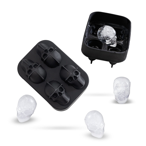 Immagine di KCASA 3D Skull Flexible Silicone Ice Cube Mold Tray Easy Release Realistic Skull Ice Cube Maker