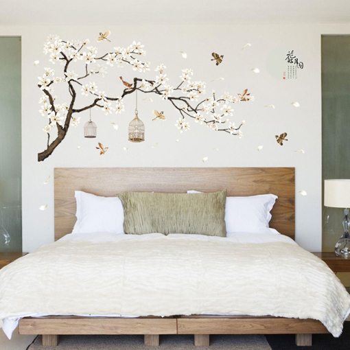 Picture of White Blossom Tree Branch Wall Sticker Cherry Blossom Decals Mural Decor