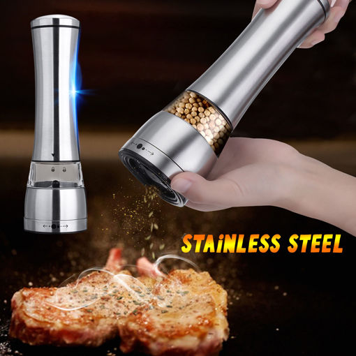 Immagine di Adjustable Hand Stainless Steel Salt Mill Spice Sauce Pepper Grinder Muller Tool