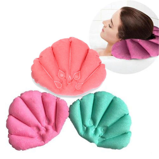 Immagine di Honana BX Home Spa Inflatable Pillow Cups Shell Shaped Neck Bathtub Cushion Random Color Acc
