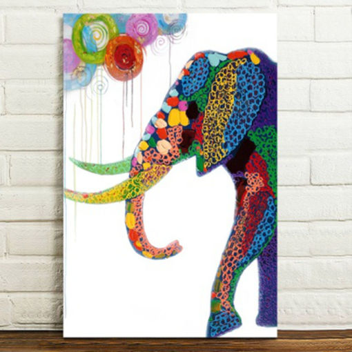 Picture of Cartoon Elephant Picture Frameless Modern Abstract Canvas Oil Painting Wall Decoration