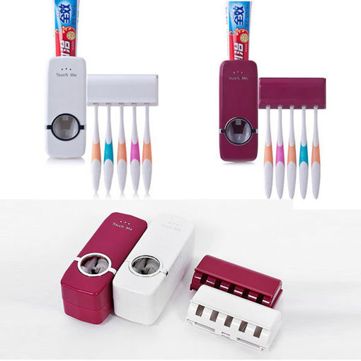 Picture of Honana BX-421 Wall Mounted Automatic Toothpaste Dispenser With Five Toothbrush Holder Set Bathroom