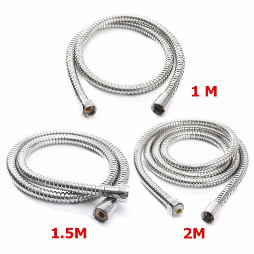 Picture of 1m/1.5m/2m Stainless Steel Bathroom Flexible Shower Hose Water Head Pipe G1/2 Thread Interface