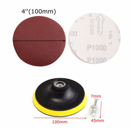 Picture of 10pcs 4 Inch 1000 Grit Sandpaper with Backer Pad and Drill Adapter