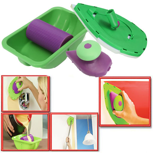 Picture of DIY Home Painting Pad Kit Roller Brush Tray Paint Rollers Kit Painting Roller Tray Brush