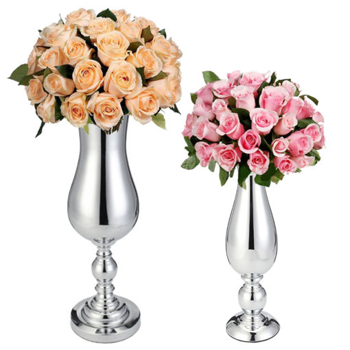 Immagine di 38/51cm Silver Plated Vase Urn Centrepiece Display Wedding Table Floral Arrangement Decoration