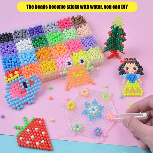 Immagine di 2400Pcs Fuse Beads Water Sticky Beads Refill DIY Art Crafts Kids Toys Beads Case Decorations