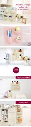 Immagine di Wall Storage Basket Bathroom Kitchen Study Creative Hanger Holder Multifunctional Box Organizer