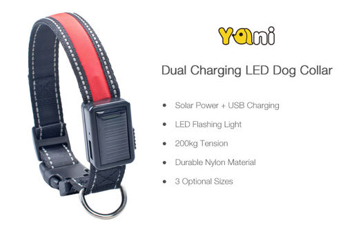 Immagine di Smart Solar Power USB Charging Electronic LED Flashing Light Safe Nylon Dog Pet Collar for Different