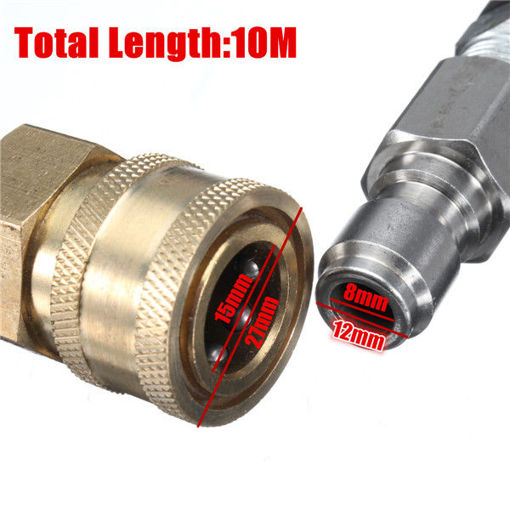 Picture of 10M Tube 3/8 Quick Connect High Pressure Hose Black Washer Tube For Pressure Washer