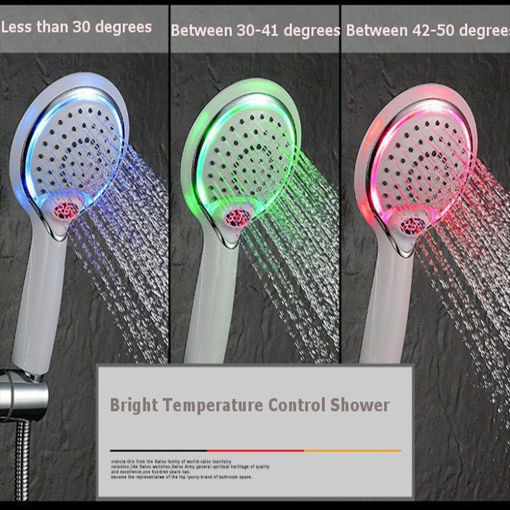 Picture of Xueqin 3 Colors Change LED Light Shower Head Temperature Sensor Spray Water Faucet