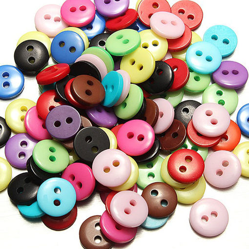 Immagine di 100pcs 2 Holes Mixed Color Round Resin Button Sewing Accessories